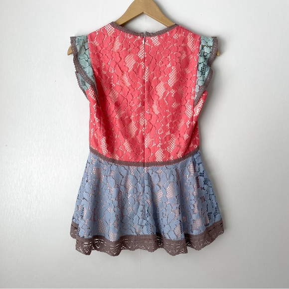 Sundance Colorful Vintage Days Lace Peplum Top Medium - Picture 8 of 11